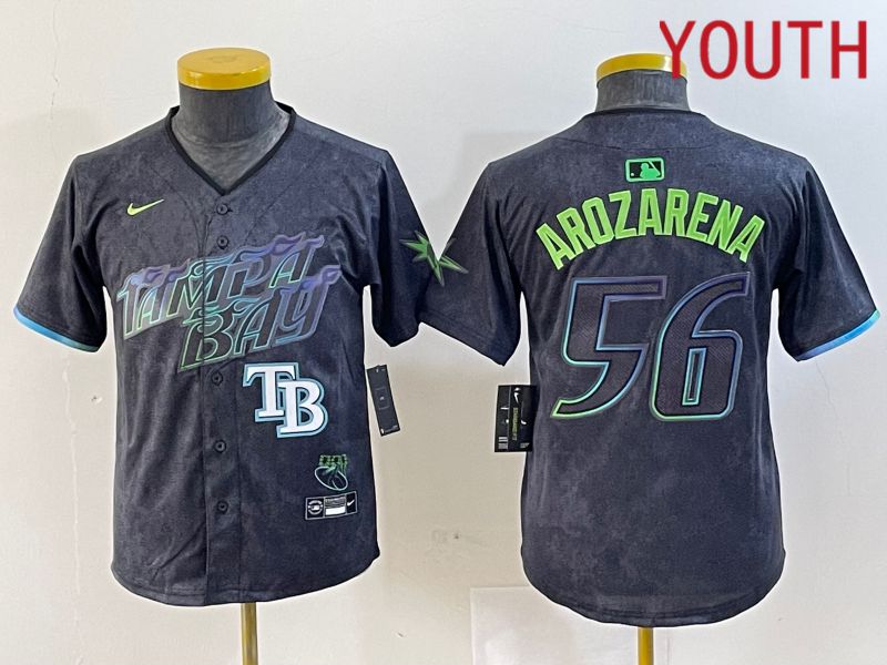 Youth Tampa Bay Rays #56 Randy Arozarena Nike MLB Limited City Connect Black 2024 Jersey style 5